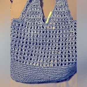 Blue Crochet Tote Bag-NWT
